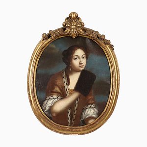 Artista italiano, Retrato femenino, siglo XVIII, óleo sobre lienzo, Enmarcado