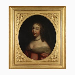 Artista europea, Retrato femenino, óleo sobre lienzo, siglo XVII, Enmarcado