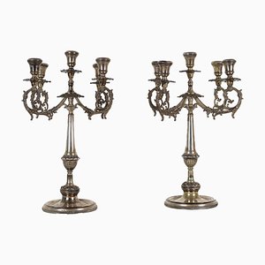 Candelabros Brandimarte de plata, Italia, siglo XX. Juego de 2