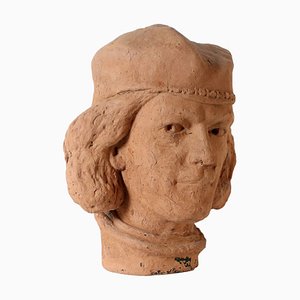 Buste de Tête Style Néo-Renaissance en Terre Cuite, Italie, 20ème Siècle