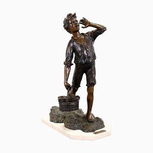 Bronze Young Fisherman Sculpture, Italy, 20th Century