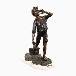 Sculpture Jeune Pêcheur en Bronze, Italie, 20ème Siècle