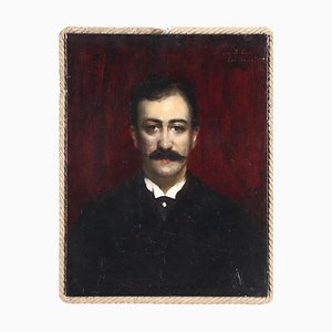 Louis-Gabriel Lennevaux, Portrait of Man, 1887, Oil on Canvas, Framed