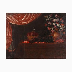 Italienischer Künstler, Blumenstillleben, 17. Jh., Öl auf Leinwand, Gerahmt