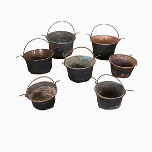 Copper Pots, Italy, Set of 7