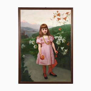 Porträt eines kleinen Mädchens, Öl auf Leinwand, 19. Jh.