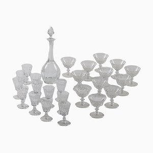 Vasos de cristal de Saint Louis, Francia, siglo XX. Juego de 25