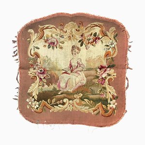 Antique Aubusson Cushion Chair Cover Tapestry, 1890s