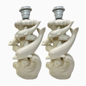 Mid-Century Ceramic Dolphin Fish Table Lamps by Costa, 1960s, Set of 2