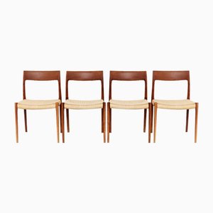 Sedie da pranzo nr. 77 Mid-Century di Niels Otto Møller per JL Møllers, anni '60, set di 4