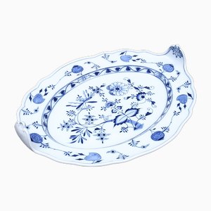Fuente de porcelana azul de Carl Teichert para Meissen, década de 1880