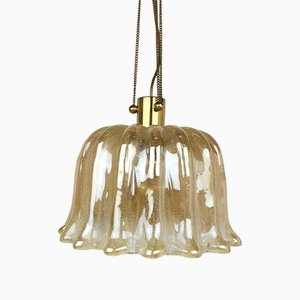 Mid-Century Gold Glass Pendant Lamp attributed to Doria, 1960s