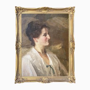 Alfred Schmidt, Portrait of the Concert Singer Caroline Naase, 1920s, Oil on Canvas, Framed