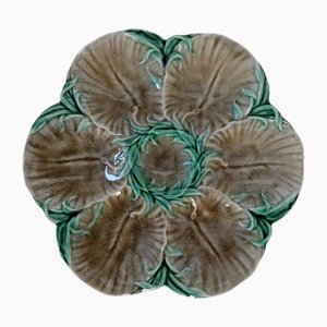 French Majolica Oyster Plate, 1880s