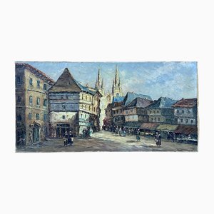 Robert Giovanni, Market Day in Quimper, Early 20th Century, Paint