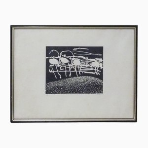 Prat, Abstract Composition, 1980s, Original Lithograph, Framed