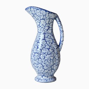 Vase en Céramique Craquelée Bleue, 1950s