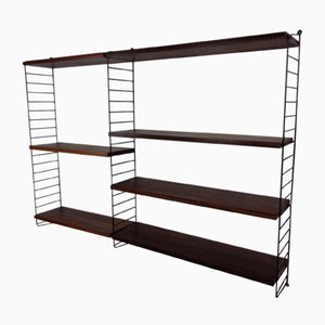 Mid-Century Swedish Rosewood and Metal Modular Wall Unit by Strinning, Kajsa & Nils Nisse for String, 1950s, Set of 10