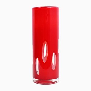 Red and White Murano Glass Vase, 1970s