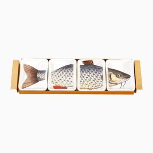 Scodelle con pesce di Fornasetti, Italia, anni '50, set di 5