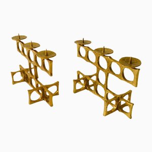 Candelabri in bronzo di Heinz Goll, anni '70, set di 2