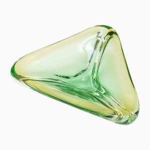 Cuenco italiano de cristal de Murano verde, años 60