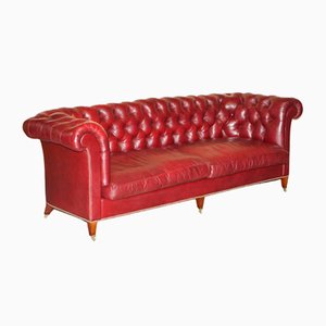 Large Vintage Chesterfield Sofa in Oxblood Leather from Howard & Sons