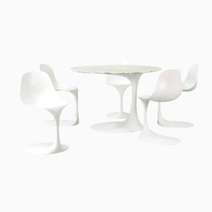 Italian Fibreglass Table and Dining Chairs by Rudi Bonzanini for Tecnosalotto, 1960s, Set of 6