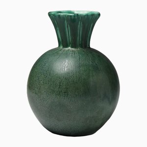 Modern Swedish Green Vase by Ewald Dahlskog for Bo Fajans, 1940s