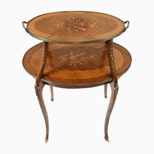 Antique French Tiered Marquetry Inlay Table