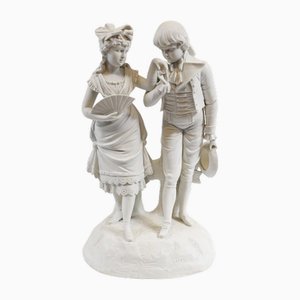 Statue d'Amateurs de Biscuit de Parian Antique, Set de 2