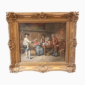 Dansaert, Soldier's Homecoming, siglo XIX, pintura al óleo, enmarcado