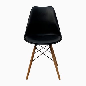 Modernist Black Leather Seat Chair