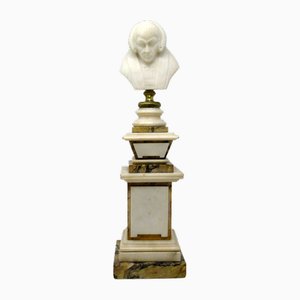 Classical Alabaster Bust Figure in Bonnet, Italy or France, 1800s