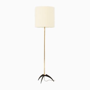 Floor Lamp in Brass and Lacquered Metal, 1950s