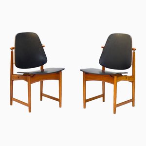Dänische Stühle aus Teak und Leder von Arne Vodder für France & Daverkosen, 2er Set