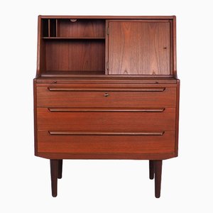 Danish Secretaire in Teak with Mirror and Pull Out Desk, 1960s