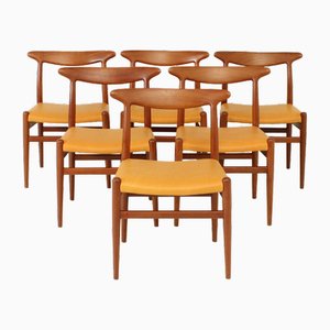 Dänische W2 Stühle von Hans Wegner, 1950er, 6er Set