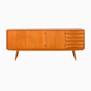 Credenza lunga in teak con 5 cassetti, Norvegia, anni '60