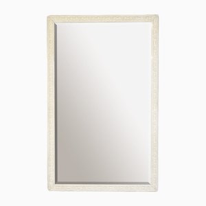 Specchio grande bianco in vetro e legno