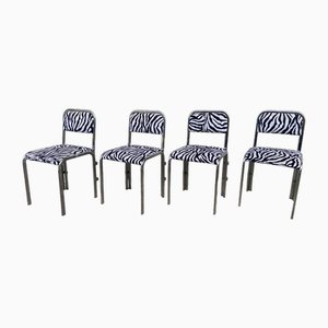 Mid-Century Modern French Dining Room Chairs in Stainless Steel, 1970s, Set of 4