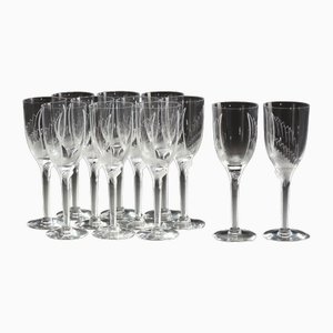 Twelve Crystal Angel Champagne Flutes by Marc Lalique, 1948, Set of 12