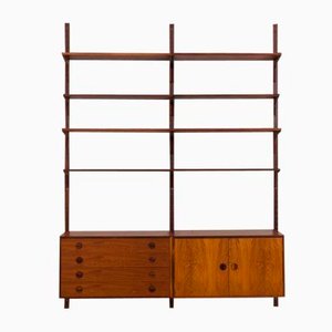 Rosewood Wall Unit with a Dresser and a Lighted Bar Cabinet by Thygesen and Sorensen for Hansen & Guldborg, 1960s