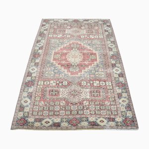 Vintage Red and Gray Oriental Patterned Rug