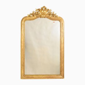 Antique Rectangular Wall Mirror with Gold Leaf Frame, 1860
