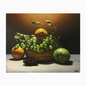 Maximilian Ciccone, Hyperrealist Lemon, Grape and Pumpkin Still Life, 2011, Oil on Canvas