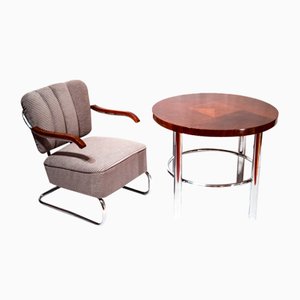 Set of Bauhaus Steel Chair by Zoufalý and Table St 44 by Robert Slezak, 1930s