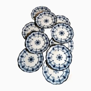 English Blue Burleigh Dessert Plates from Wedgwood, 1914, Set of 10