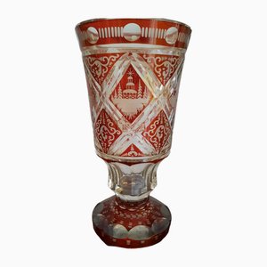 Antique Bohemian Tall Glass Vase, 1890s