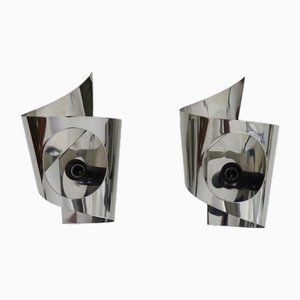 Vintage Space Age Chrome Wall Lights in Stainless Steel and Chrome